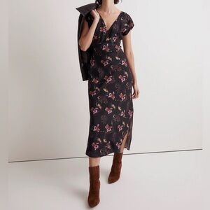 Madewell Wide V-Neck Midi Dress